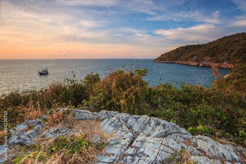 sunset at the sea at Srichang island, Thailand photo