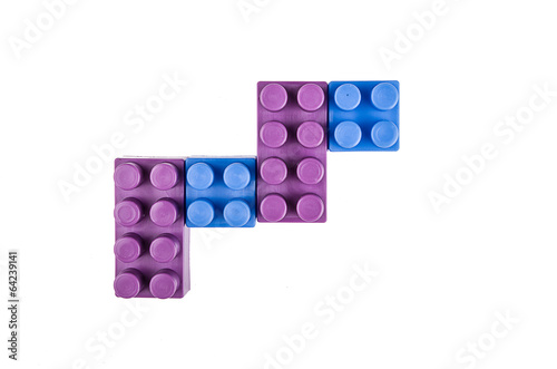 blue an purple building blocks on a white background