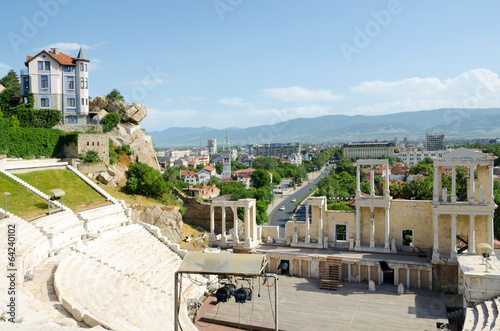 Fragment of the ancient amphitheater, Plovdiv, Bulgaria photo