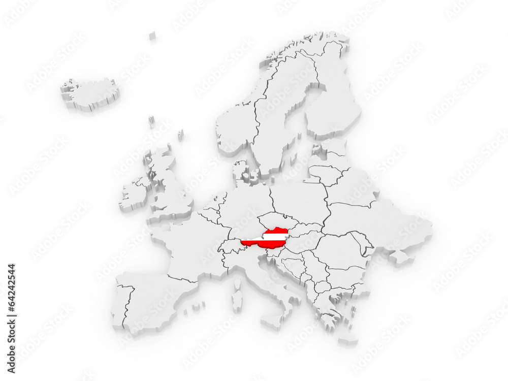 Map of Europe and Austria. Map of Europe and Austria.