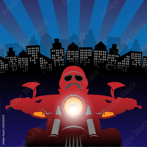 Motorcycle night city abstract, vector