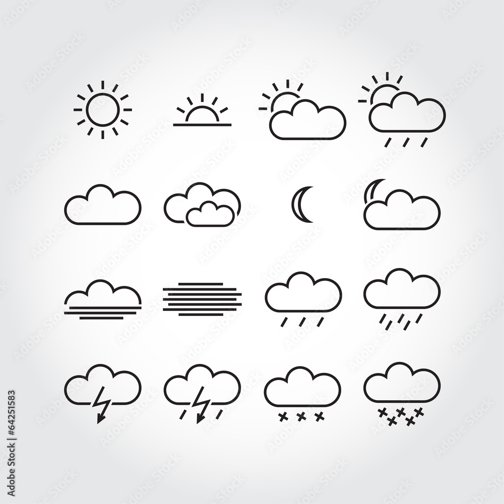 Simple weather icons, minimalistic vector icons Simple weather icons, minimalistic vector icons