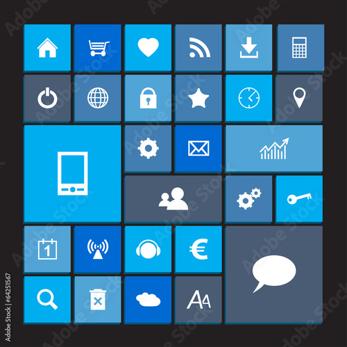 Set of blue metro icons