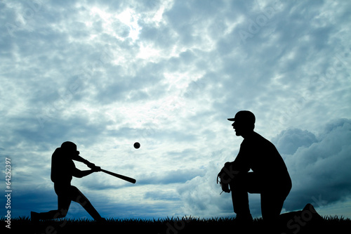 Canvas Print baseball at sunset
