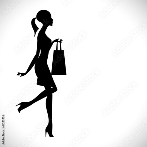 Vector fashion shopping girl silhouette