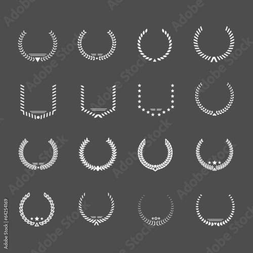 Set icons of laurel wreath and modern frames