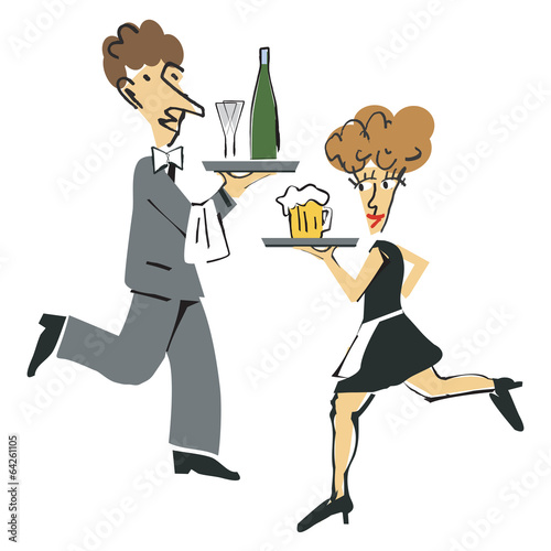 Waiter and waitress