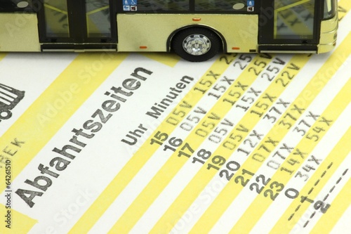 Abfahrtszeiten auf einem Busfahrplan photo