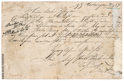 old letter with handwritten text