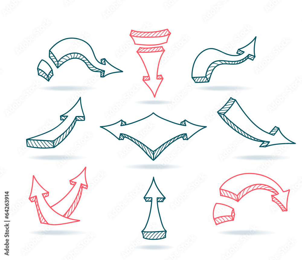 Set Sketch arrows on white background Set Sketch arrows on white background