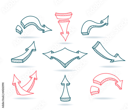 Set Sketch arrows on white background