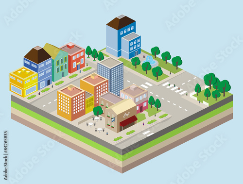 Illustration miniature buildings and roads