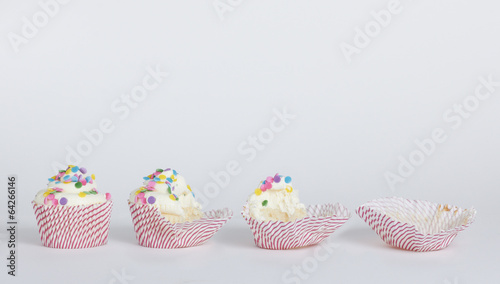 Cupcake eaten in stages