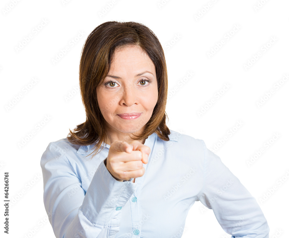 We want you. Middle aged woman pointing finger at camera We want you. Middle aged woman pointing finger at camera