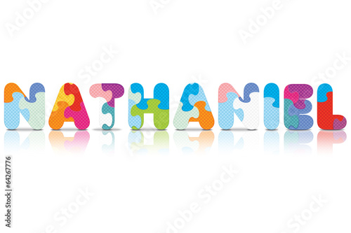 Vector NATHANIEL written with alphabet puzzle