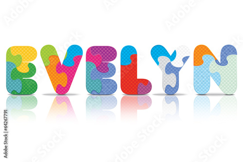 Vector EVELYN written with alphabet puzzle