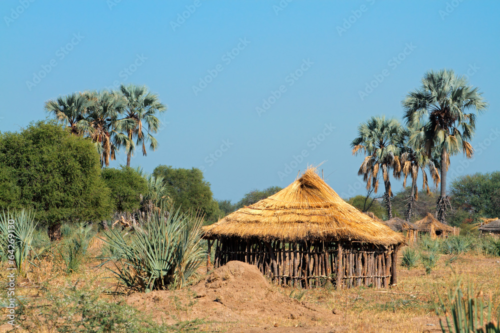 Traditional rural African wood and thatch hut Traditional rural African wood and thatch hut