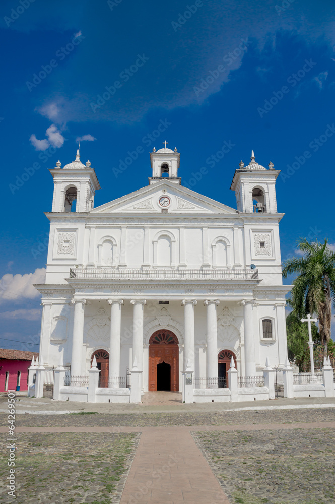 main square church, Suchitoto town in El Salvador