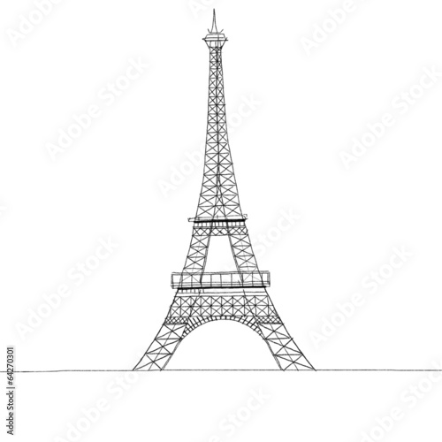 Fototapeta Naklejka Na Ścianę i Meble -  Paris Eiffel Tower Sketch Illustration