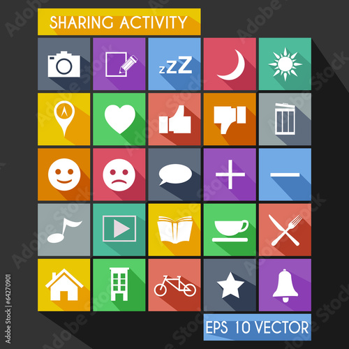 Social Share Activity Flat Icon Long Shadow