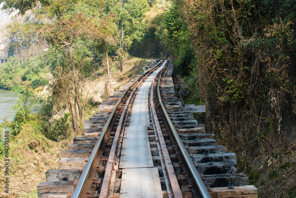 Old railway tracks along River Kwai, Kanjanaburi province, Thail