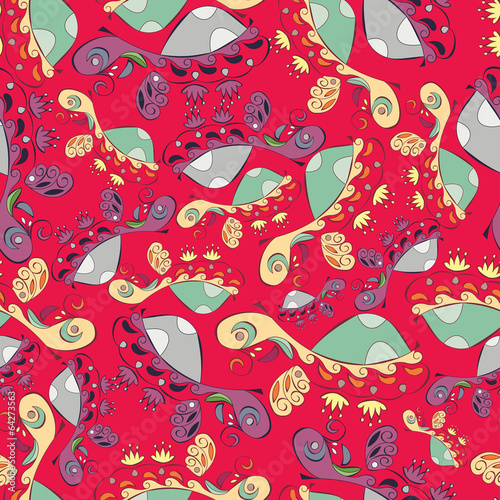 Seamless hand draw abstract pattern in folk style