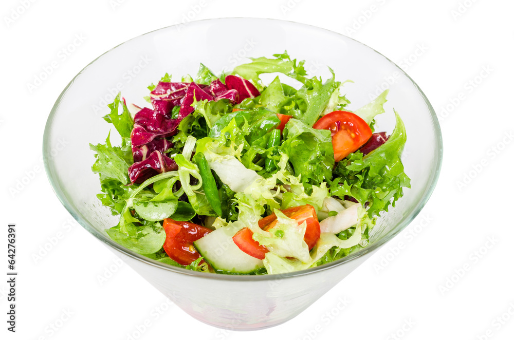Fresh vegetable salad in bowl isolated on white Fresh vegetable salad in bowl isolated on white
