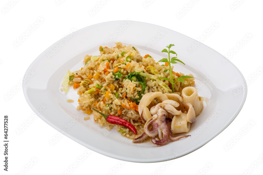 Fried rice with calamari