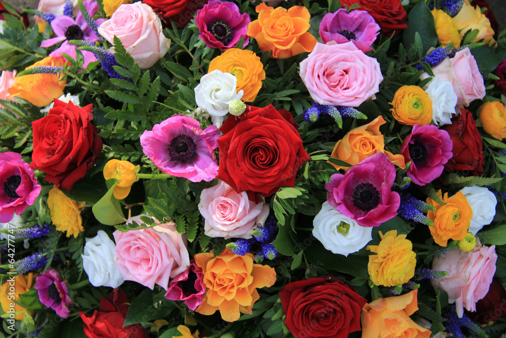 Bright colored bridal flowers