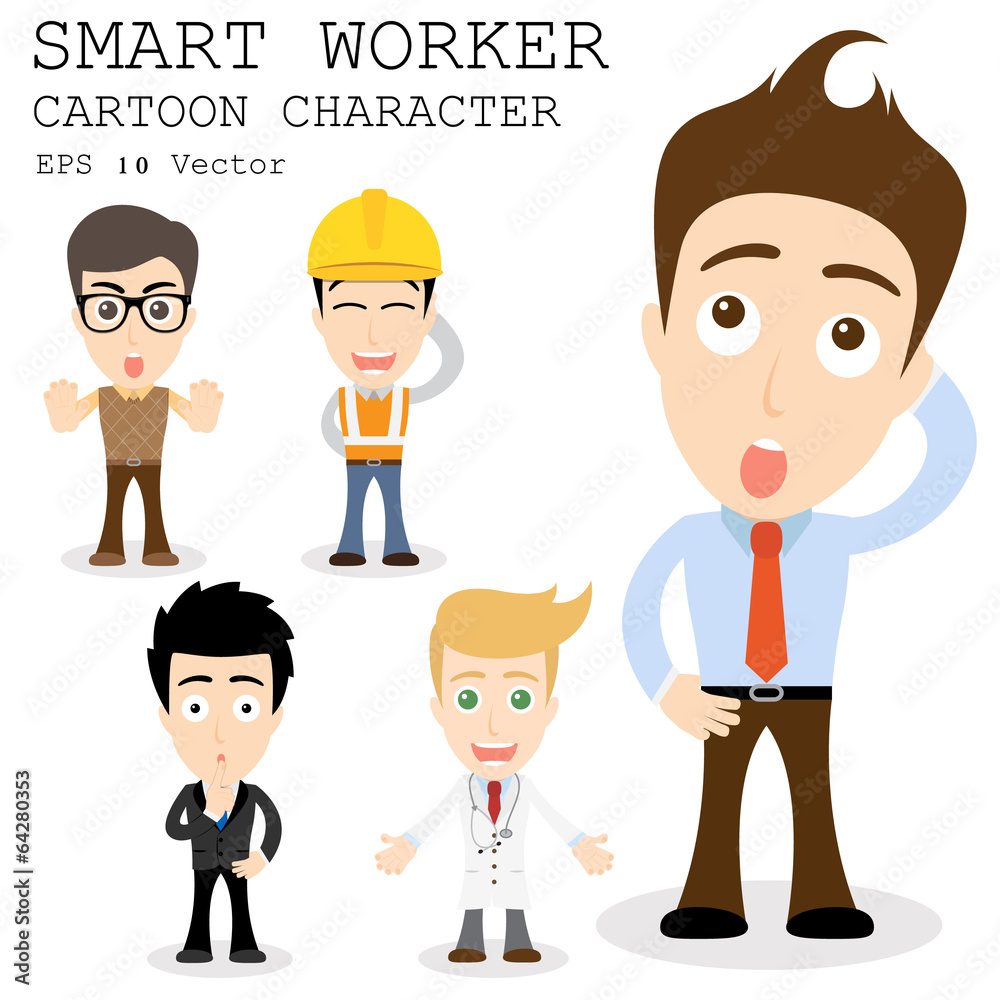 Smart worker cartoon character eps 10 vector illustration Smart worker cartoon character eps 10 vector illustration