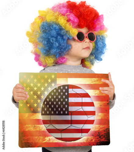 Child with USA soccer background photo