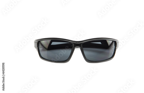 closeup black sunglasses isolated.