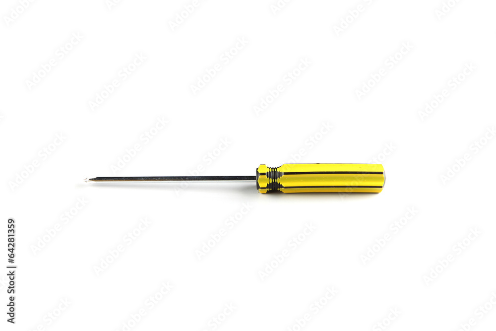 Yellow tool of screwdriver isolated. Yellow tool of screwdriver isolated.