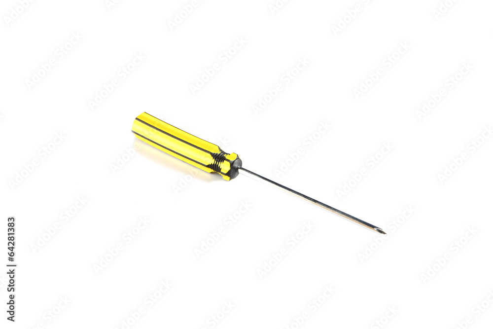 Yellow tool of screwdriver isolated. Yellow tool of screwdriver isolated.