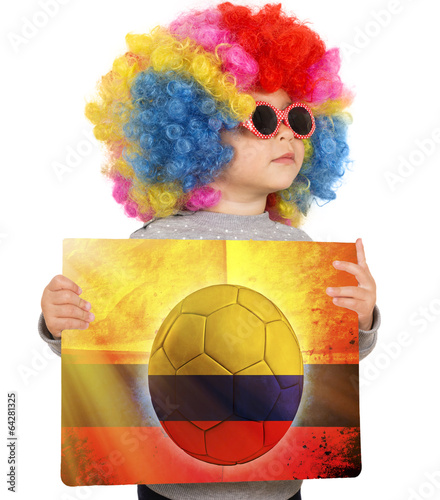 Child with Columbian soccer background photo