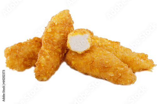 stripsy  chicken on white background