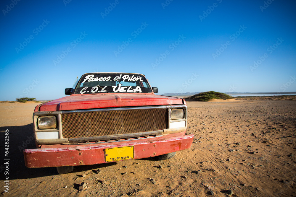 Car wreck on the beach of El Cabo De La Vela