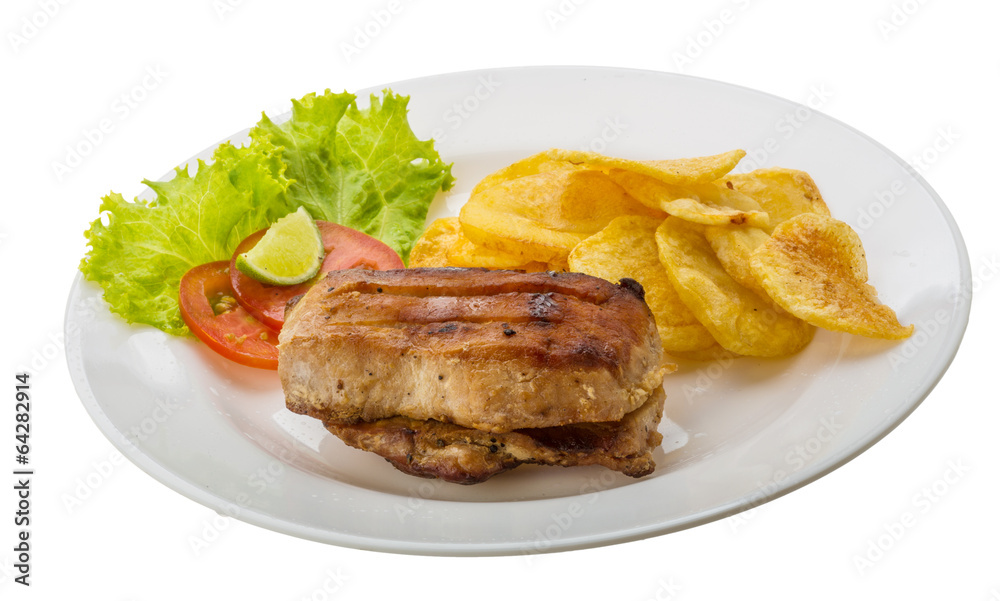 Grilled pork with potato Grilled pork with potato