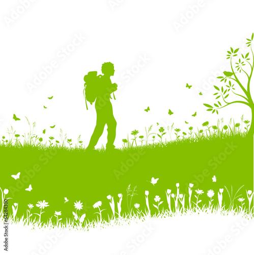 hiking in the nature vector silhouette