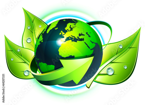ecology concept in the world with leaves - europe