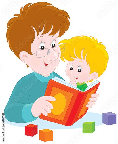 Dad reading a book to his infant son