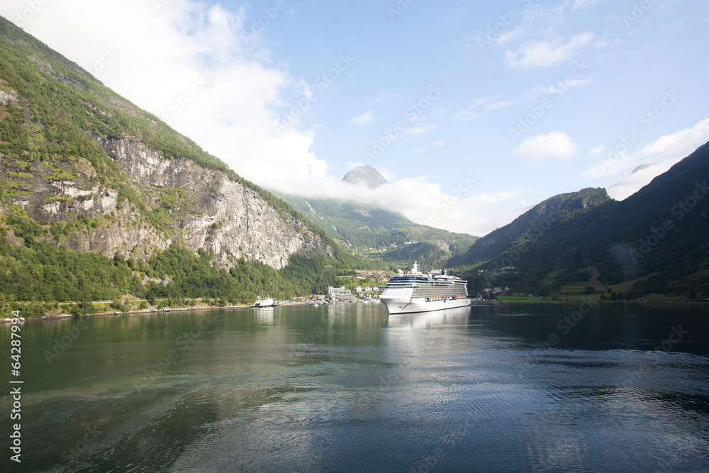 Cruise ship in Geirangerfjord Norway