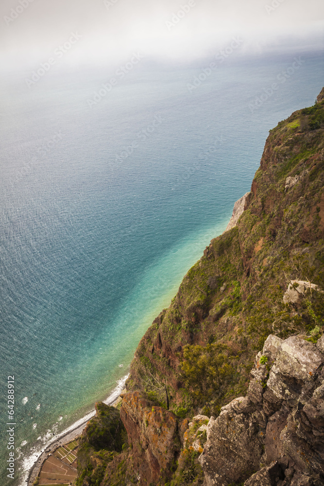 view from the highest Cabo Girao cliff on the beach, ocean