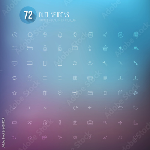 Set of icons for mobile app and web. Flat desing with trendy col