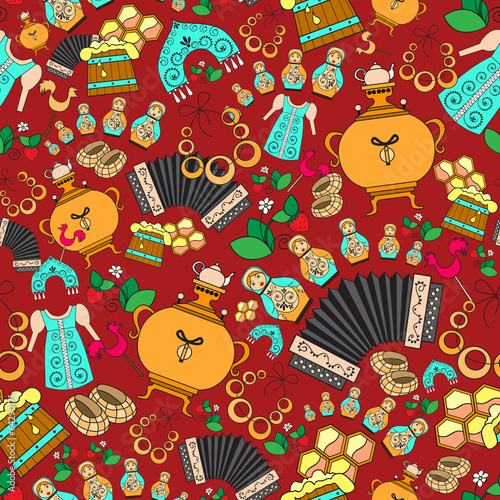 Vector endless background with symbols of Russia