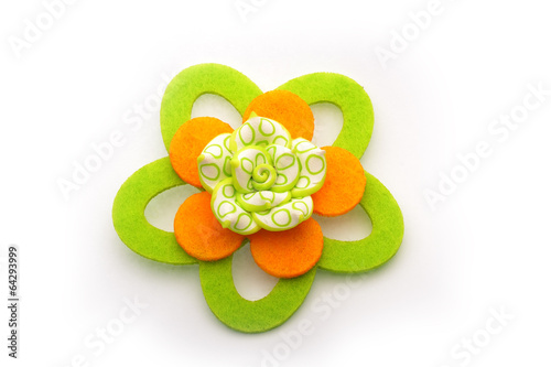 Felt flowers brooch on white