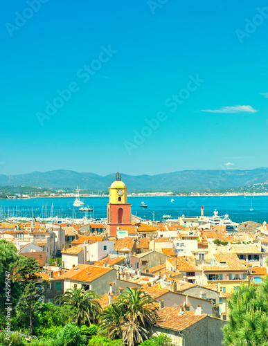 Beautiful view of Saint-Tropez. Seascape and blue sky