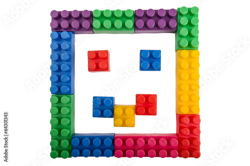 building blocks happyy face a white background photo