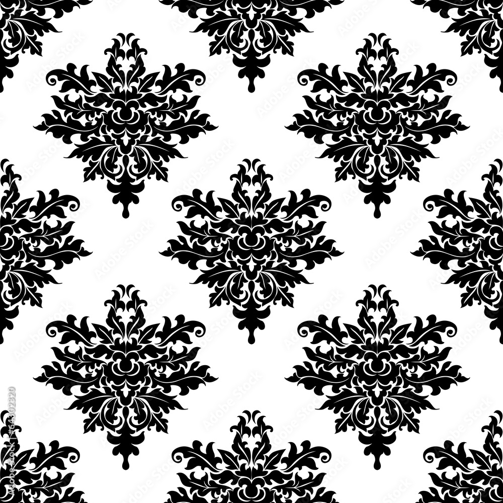 Floral seamless pattern with decorative elements