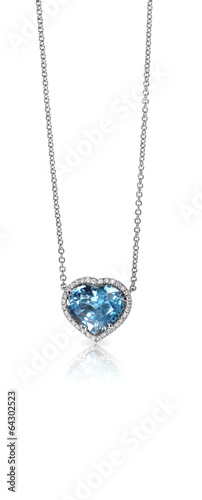 Blue Gemstone and Diamond Pendant Necklace